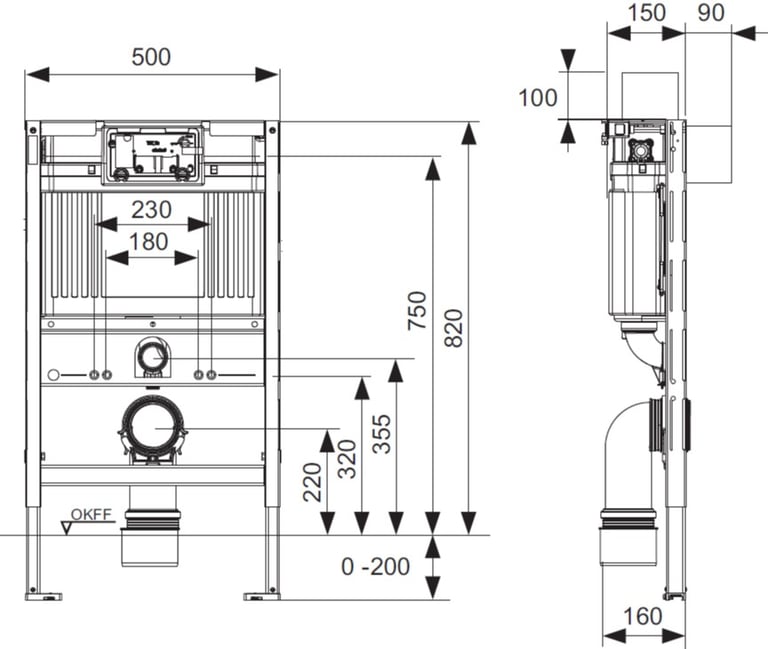 TECE 820mm Low Level Wall hung cistern WELS 4 Star rated image