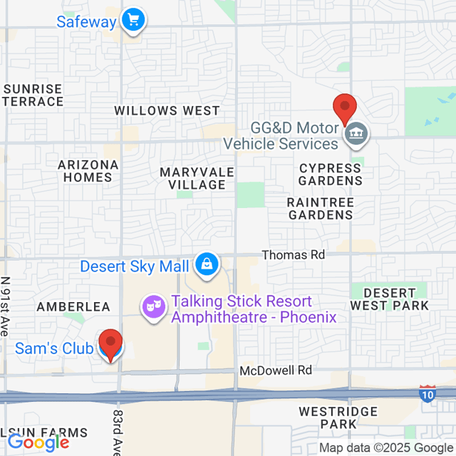 Sam's Club to Mega Furniture - West Phoenix