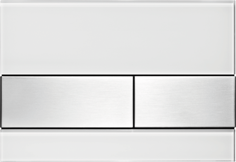 TECEsquare Glass Flush button - White Glass Stainless Steel buttons image