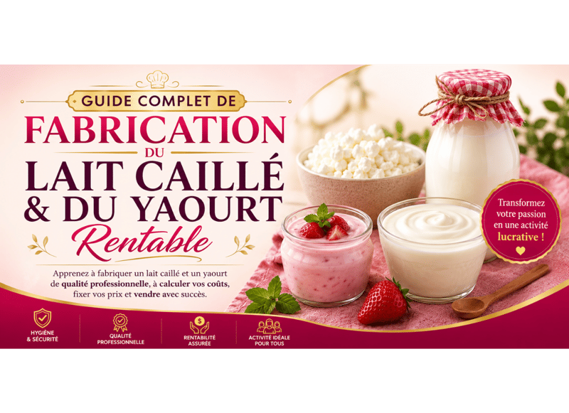 Guide Complet de Fabrication du Lait Caillé & du Yaourt Rentable : Apprenez à fabriquer un lait caillé et un yaourt de qualité professionnelle, à calculer vos coûts, fixer vos prix et vendre avec succès.