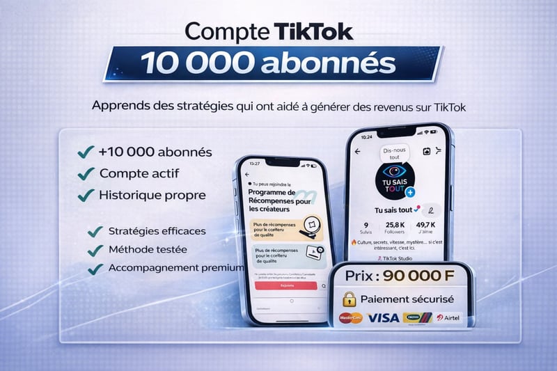 Compte TikTok 10 000 Abonnés – Prêt à l’Usage