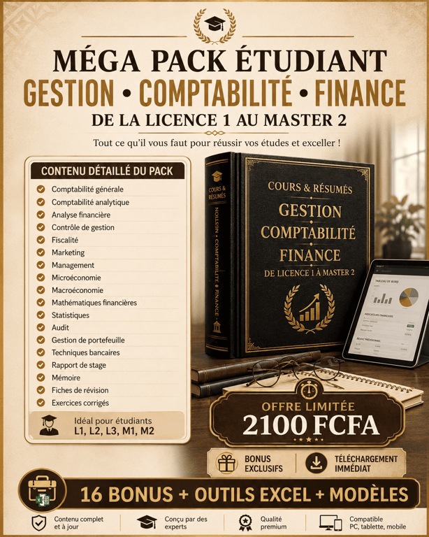 Pack Complet Cours de Gestion • Comptabilité • Finance — L1 à M2 (Cours + Annales/Exercices corrigés + Outils)