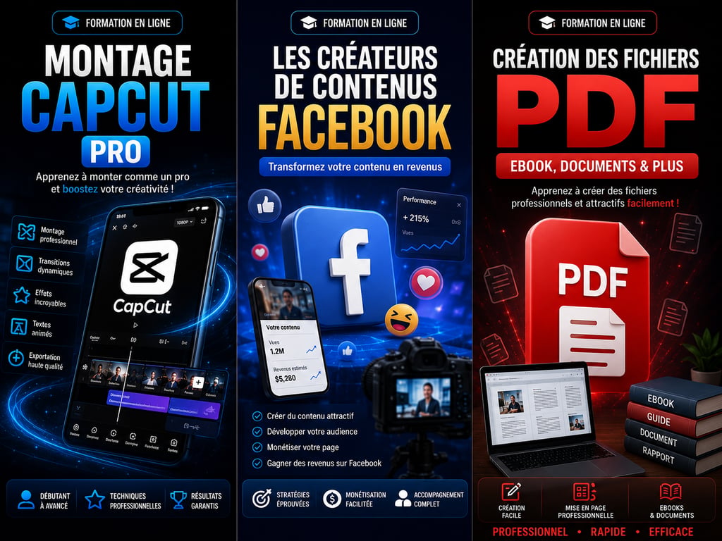 Création des contenus. Crée des vidéos sur capcut. Création des fichiers PDF. Crée des vidéos virales Facebook. Création des produits digital 