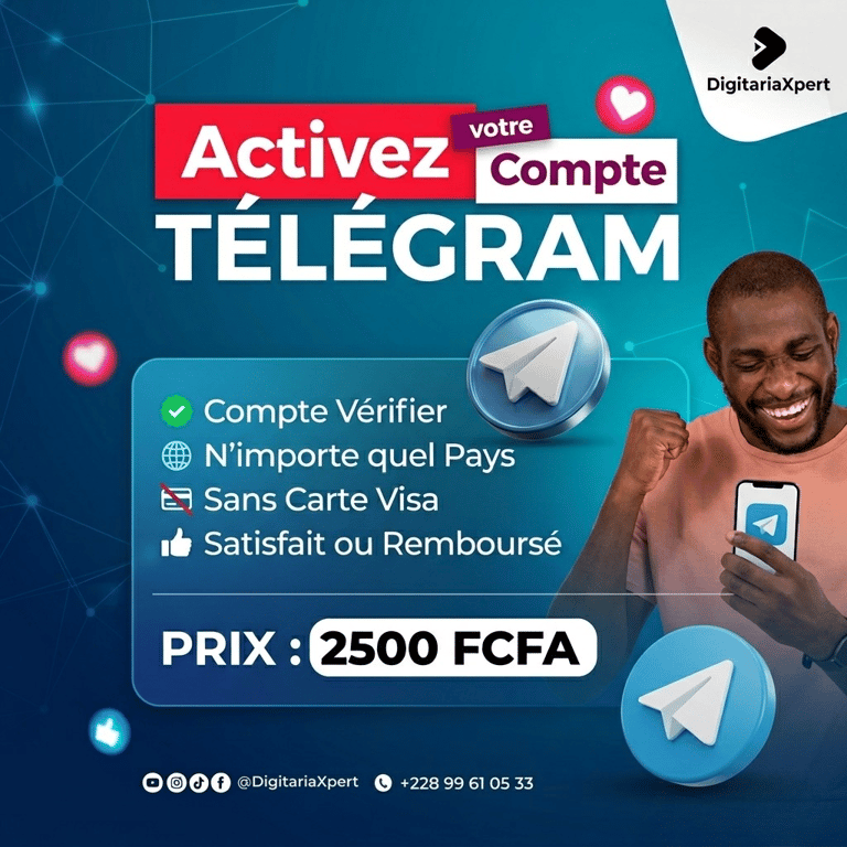 Si tu veux Activer ton compte Telegram en 5 minutes, sans Carte bancaire, voici la Solution pour toi