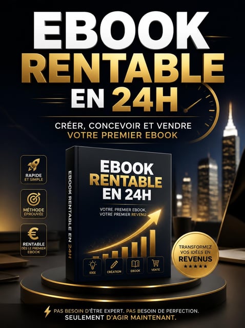 Ebook Rentable en 24H  Créez, concevoir et vendez votre premier ebook avec ChatGPT et Canva, même si vous débutez