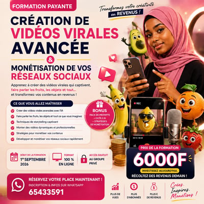 Formation en création de vidéos virales avancée + monétisation Youtube et Tiktok