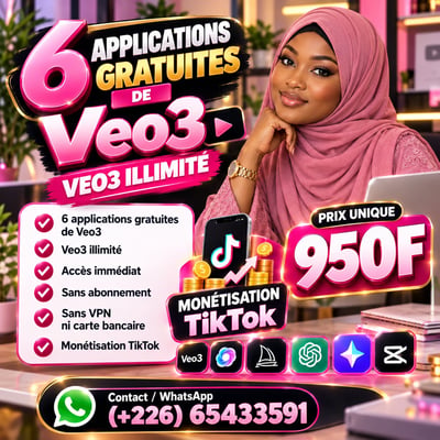 Formation Veo3 (6 applications gratuites de veo3 + une application gratuite et illimitée de Veo3)