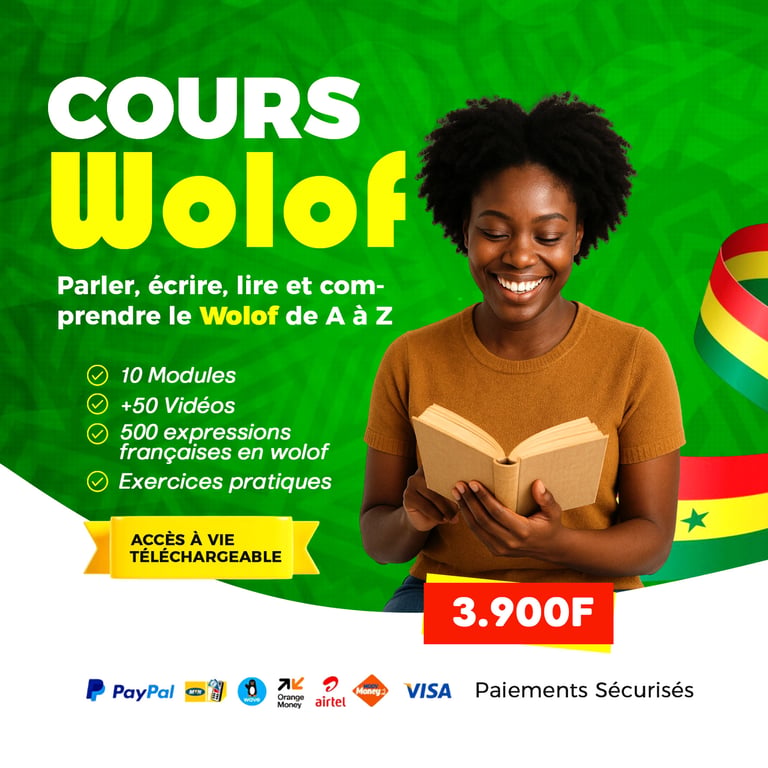 Wolof Academy : 30 jours pour apprends le wolof de A à Z (lire, écrire, parler et comprendre).
