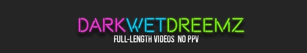 Colorful stylized text banner displaying 'DarkWetDreemz' with 'Full length videos no PPV' on a dark background.
