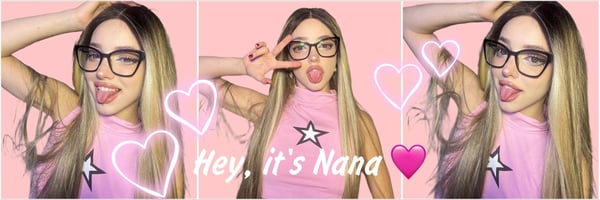 Three selfies of a young woman with blonde hair and glasses, posing playfully with peace signs and tongue out, wearing a pink top with a star design against a pink background.