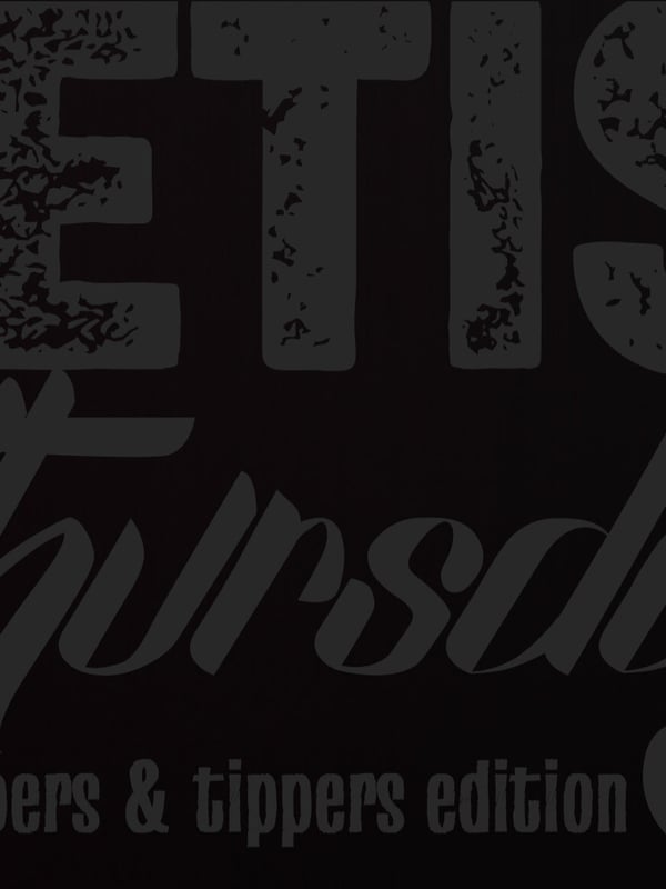Silhouette image of a woman posing on a pole next to stylized text 'Fetish Thursdays Strippers & Tippers Edition' in pink and gray tones.