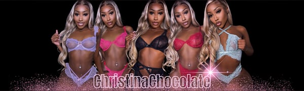 Five women posing confidently in colorful lingerie against a dark background with sparkles and text overlay.