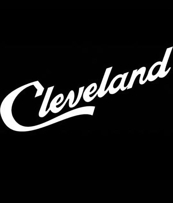 White stylized text reading 'Cleveland' on a black background.