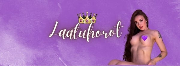 A woman with long dark hair posing confidently on a purple background with crown graphics and text overlay.