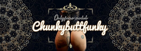 Artistic graphic design featuring ornate patterns, text overlays including the display name, and a framed image of a person's lower body silhouette.