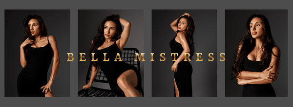 A woman posing confidently in a black dress against a dark studio background.
