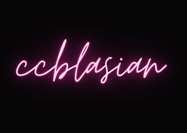 Neon pink glowing text displaying 'ccblasian1' on a black background.