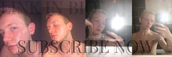 A series of close-up selfies of a young man with blonde hair posing in various angles indoors.