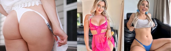 A woman posing in lingerie in multiple shots, showcasing her figure against indoor backgrounds.