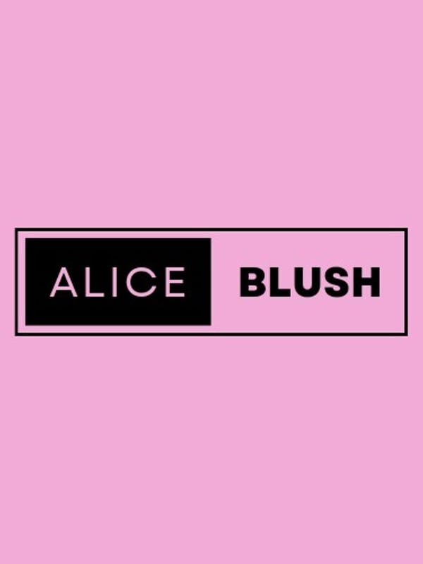 Pink background featuring the text 'Alice Blush' in stylish black lettering.