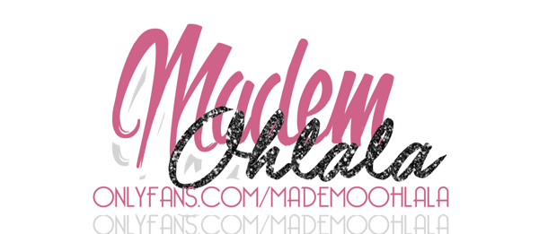 Stylized pink text displaying 'Mademoiselle Ohlala' and the OnlyFans URL on a black background.