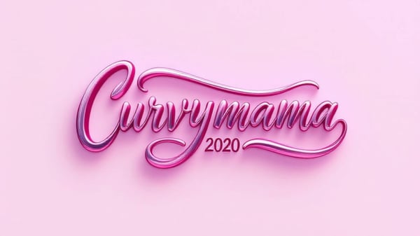 Neon-style pink text displaying 'Curvymama2020' on a soft pink background.