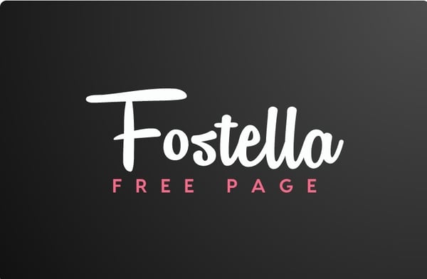Black background with white stylized text 'Fostella Free Page' in elegant font.