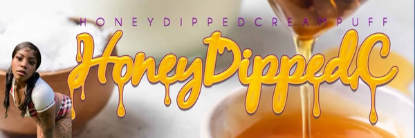 Stylized banner featuring the creator's branding with honey-themed graphics and two women posing playfully.