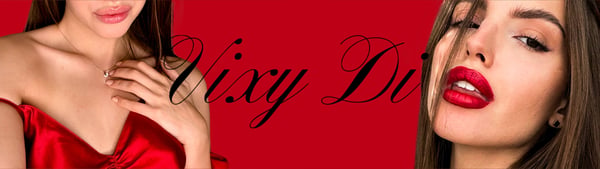 A woman in a red off-shoulder top posing confidently with her name overlaid on a red background.