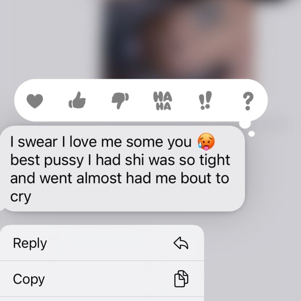 Screenshot of a chat conversation praising someone's attributes with heart and laughing emojis.