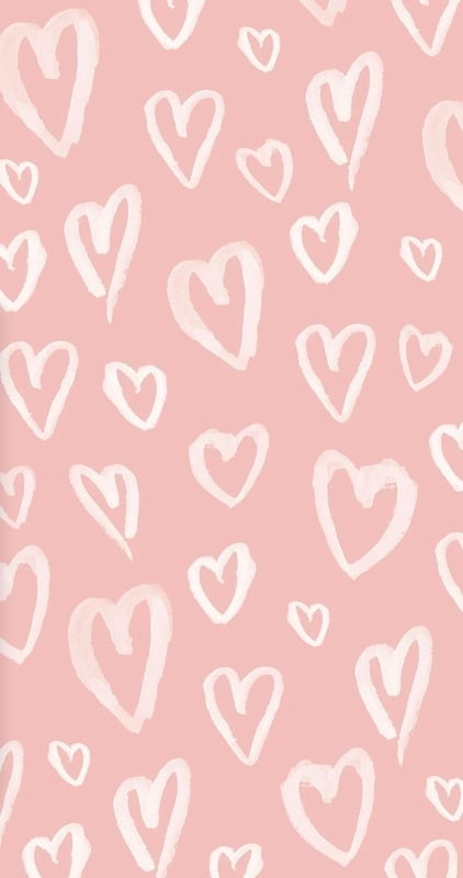 Pink background with a pattern of white and pink heart illustrations.