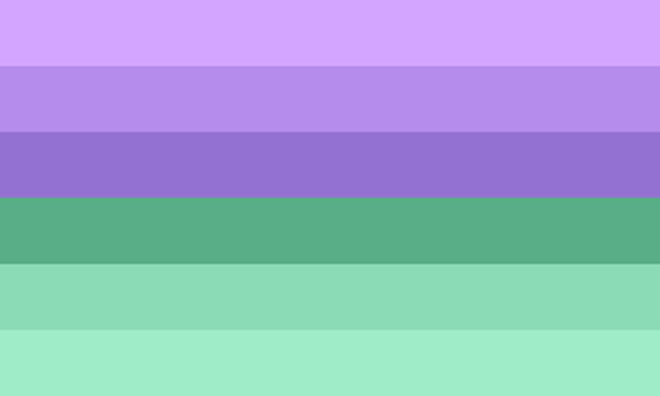 A vibrant abstract background with horizontal stripes in shades of purple and green.