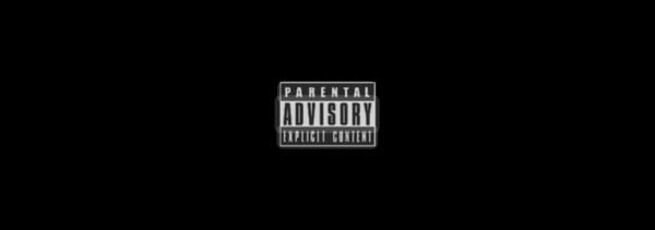 Black background with a centered parental advisory explicit content label.