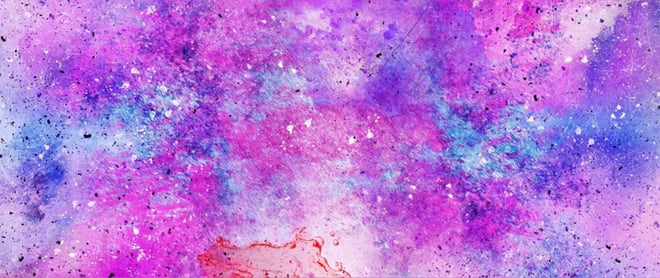 Abstract watercolor artwork featuring vibrant purple and blue galaxy patterns with stars and cosmic swirls.
