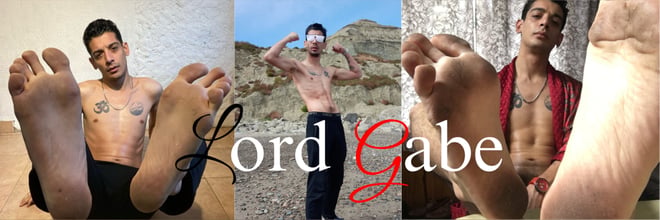 Collage of a shirtless man posing in various settings, flexing muscles outdoors and showing feet indoors, with his name overlaid.