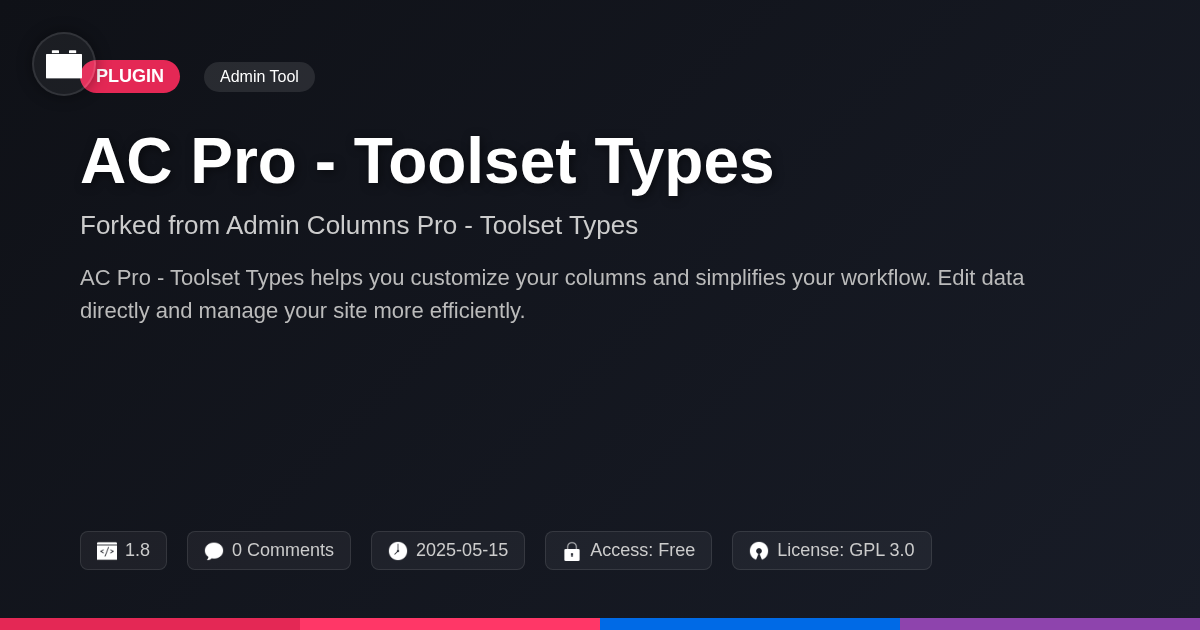 AC Pro - Toolset Types forked from Admin Columns Pro - Toolset Types