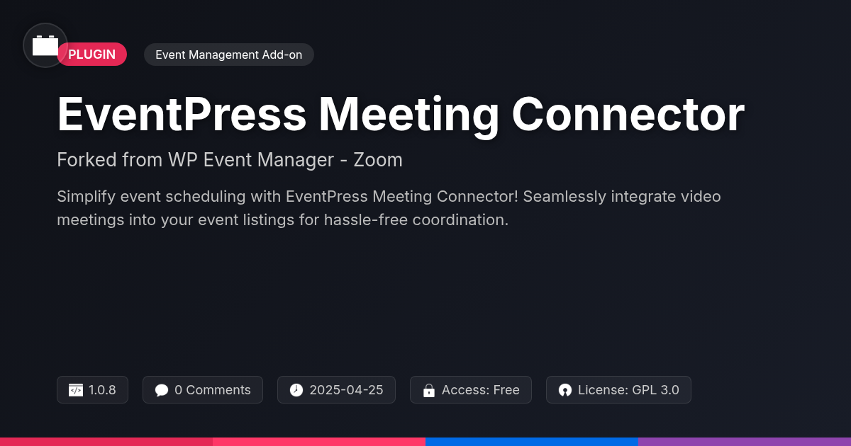 EventPress Meeting Connector forked from WP Event Manager - Zoom