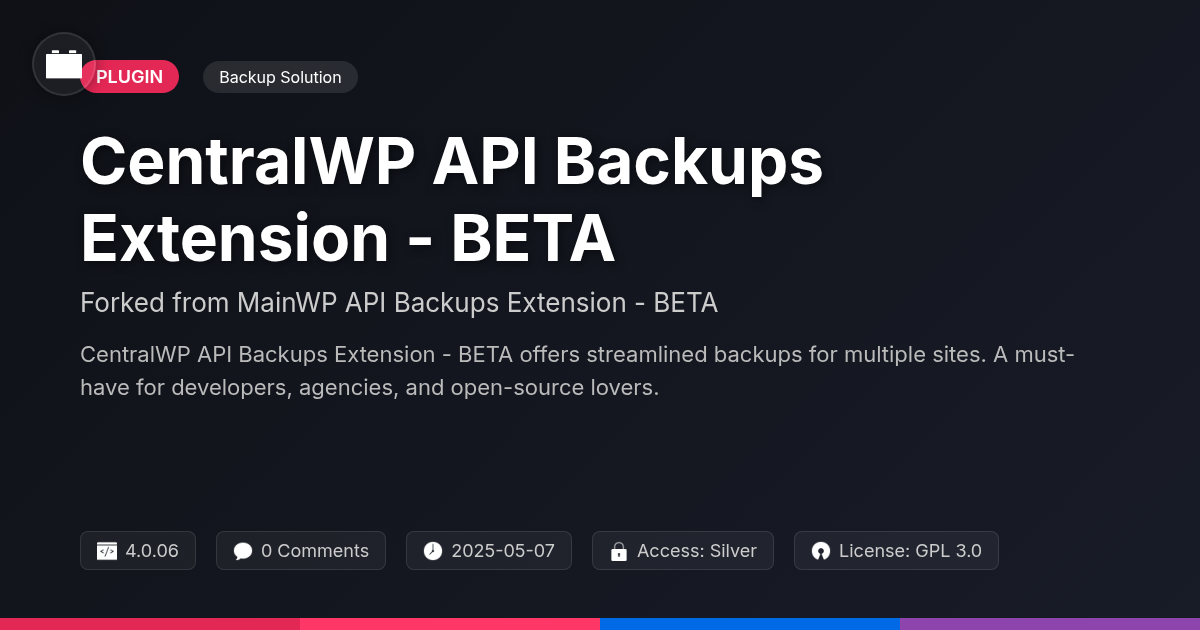 CentralWP API Backups Extension - BETA forked from MainWP API Backups Extension - BETA