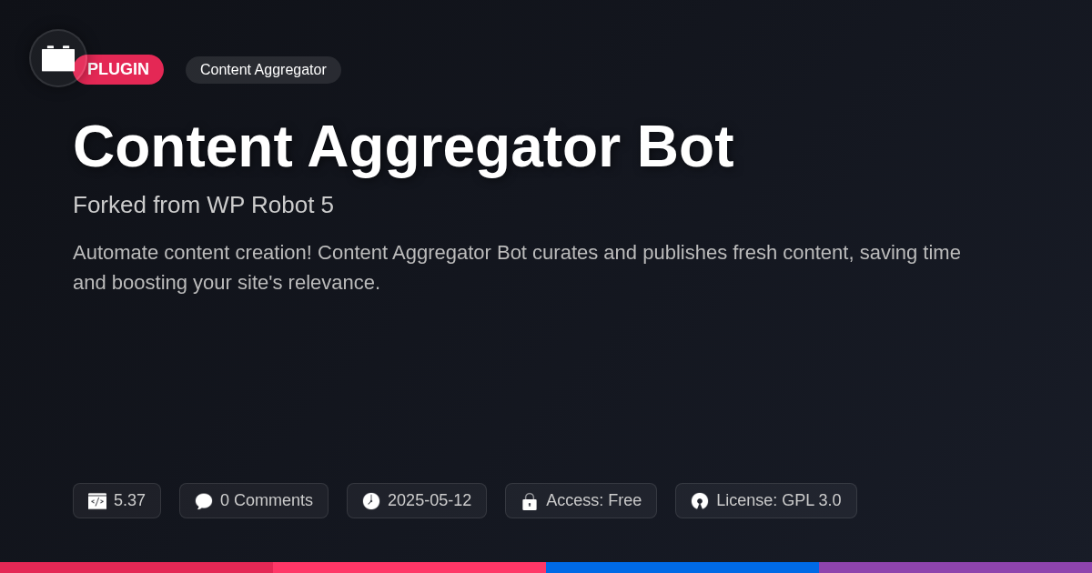 Content Aggregator Bot forked from WP Robot 5