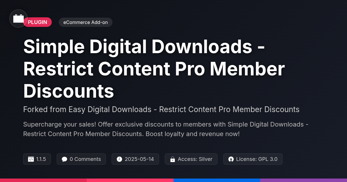 Simple Digital Downloads - Restrict Content Pro Member Discounts forked from Easy Digital Downloads - Restrict Content Pro Member Discounts