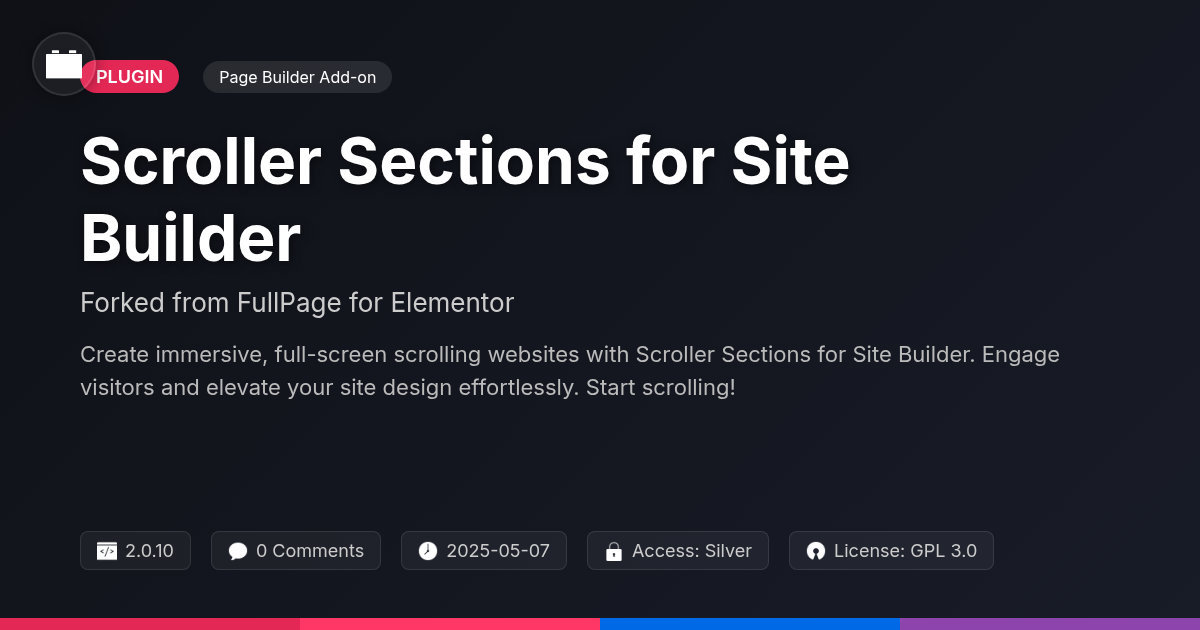 Scroller Sections for Site Builder forked from FullPage for Elementor
