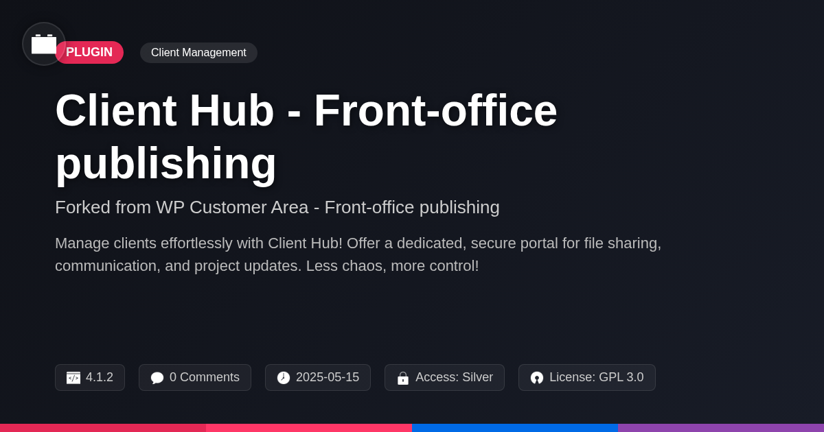 Client Hub - Front-office publishing forked from WP Customer Area - Front-office publishing