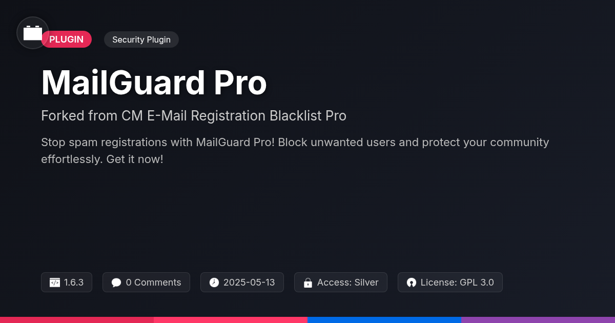 MailGuard Pro forked from CM E-Mail Registration Blacklist Pro