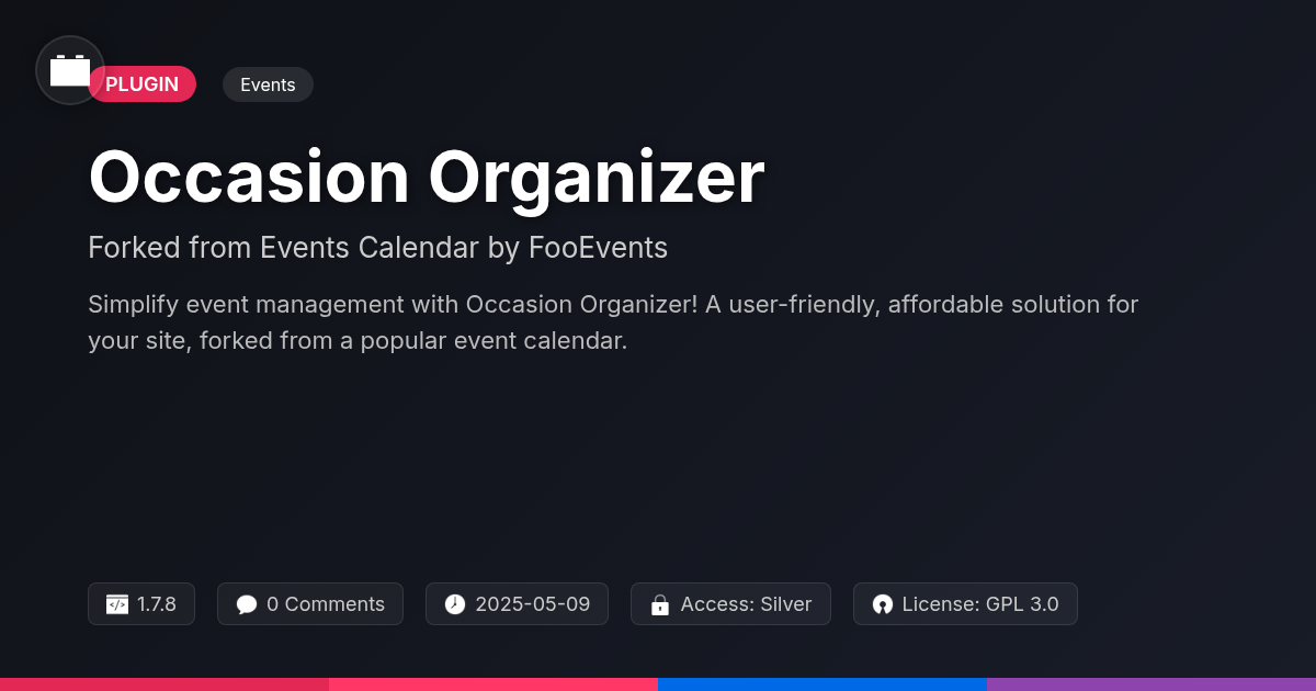 Occasion Organizer forked from Events Calendar by FooEvents