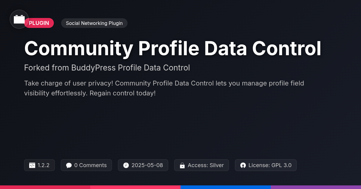 Community Profile Data Control forked from BuddyPress Profile Data Control