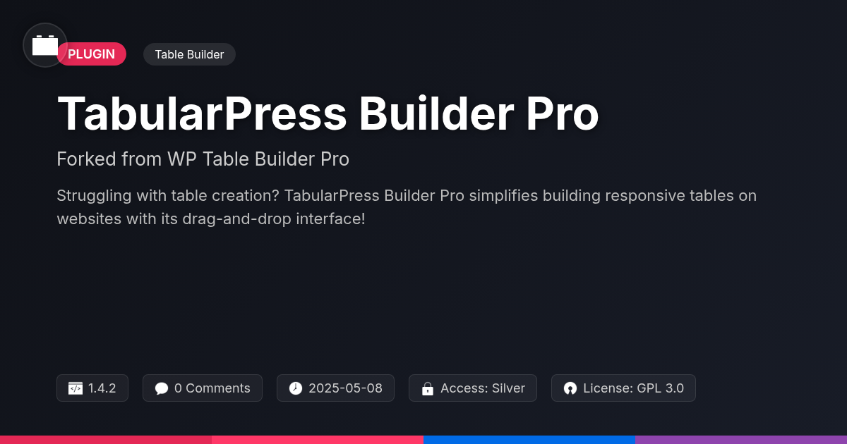 TabularPress Builder Pro forked from WP Table Builder Pro
