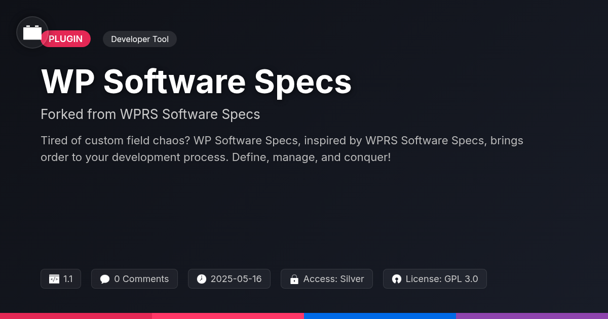 WP Software Specs forked from WPRS Software Specs