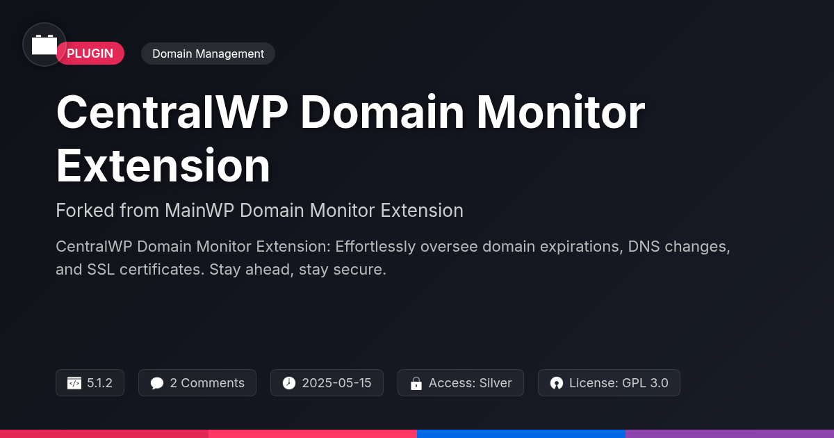 CentralWP Domain Monitor Extension forked from MainWP Domain Monitor Extension