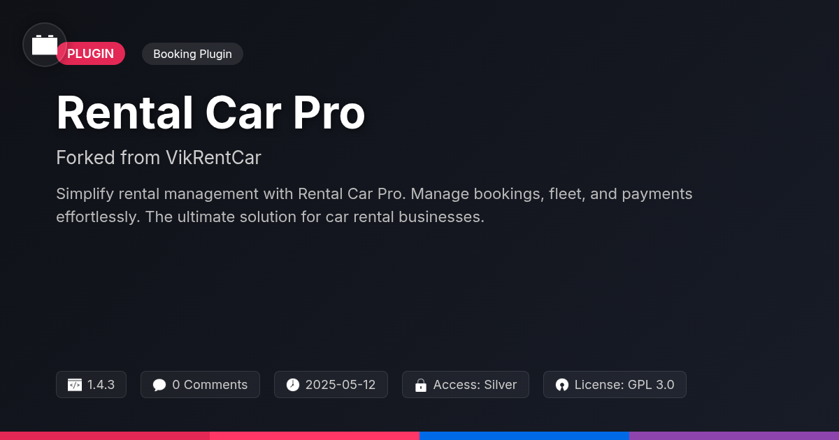 Rental Car Pro forked from VikRentCar
