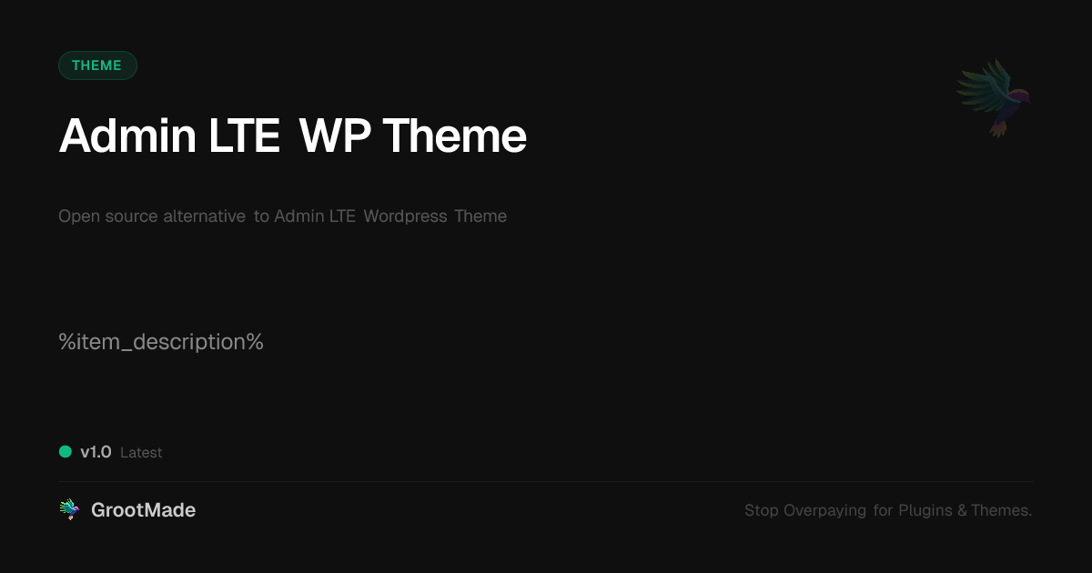 Preview of Admin LTE WP Theme